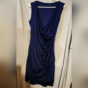 Blue Asymmetrical Ruched Sheath Dress